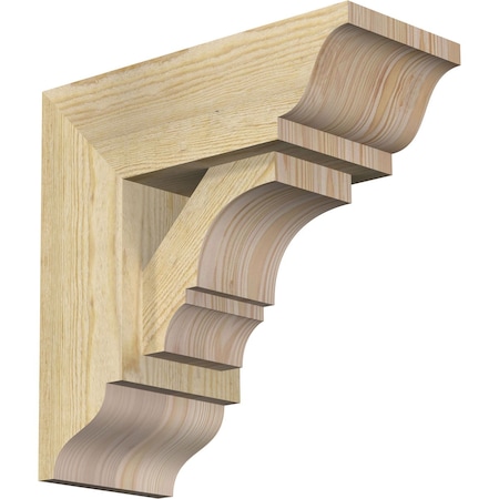 Ekena Millwork Balboa Traditional Rough Sawn Bracket w/ Offset Brace, Douglas Fir, 6"W x 14"D x 14"H BKT0604X14X14BOA01RDF